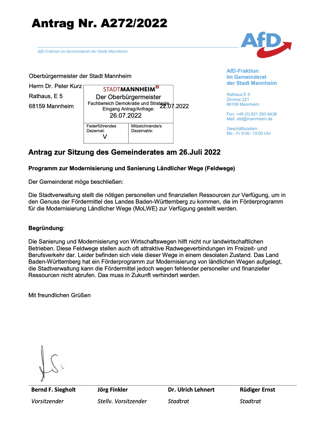 Antrag A272/2022
